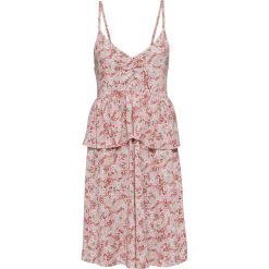 Sukienka na cienkich ramiączkach bonprix stary jasnoróżowy w kwiaty. Czerwone sukienki bonprix, na lato, bez wzorów, retro, bez kołnierzyka, bez ramiączek. Za 59.99 zł.