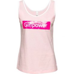 Top z nadrukiem bonprix pudrowy jasnoróżowy - ciemnoróżowo-biały z nadrukiem. Czerwone topy bonprix, bez wzorów, bez kołnierzyka, bez ramiączek. Za 19.99 zł.