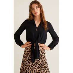 Mango - Bluzka Lenko. Czarne bluzki Mango, l, bez wzorów, ze lnu, eleganckie, bez kołnierzyka, bez ramiączek. W wyprzedaży za 59.90 zł.