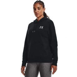 Damska polarowa bluza z kapturem Under Armour Essential w kolorze czarnym. Białe bluzy Under Armour, m, bez wzorów, z bawełny, z kapturem. Za 350.99 zł.