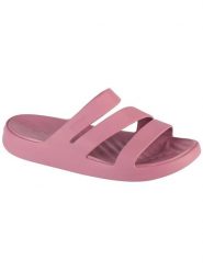 Crocs Klapki "Getaway Strappy" w kolorze różowym rozmiar: 42/43. Różowe klapki Crocs, bez wzorów, z otwartym noskiem, bez obcasa. Za 92.05 zł.