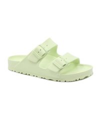 Klapki damskie Birkenstock Arizona Eva. Zielone klapki Birkenstock, bez wzorów, z materiału, bez obcasa. Za 329.00 zł.