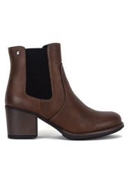 Clara Barson Botki CEO-WS15221-02 Brązowy. Brązowe botki Clara Barson, bez wzorów, z materiału, bez obcasa, na słupku, bez zapięcia. Za 149.99 zł.