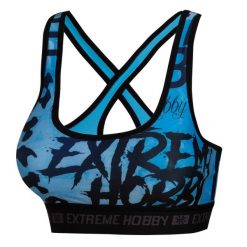 Stanik sportowy fitness siłownia MMA EXTREME HOBBY LETTERS. Niebieskie bielizna sportowa EXTREME HOBBY, m, bez wzorów, z elastanu. Za 129.00 zł.