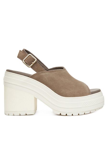 Converse Sandały Chuck 70 De Luxe Heel Mule A15071C Zielony. Zielone sandały Converse, bez wzorów, ze skóry, bez obcasa, na słupku, bez zapięcia. Za 353.99 zł.