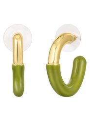 Yokoamii Pozłacane kolczyki-półkreole rozmiar: onesize. Zielone kolczyki Yokoamii, metalowe. Za 34.99 zł.