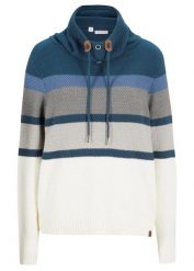 Sweter z kołnierzem kominem, z czystej bawełny. Niebieskie swetry bonprix, bez wzorów, z bawełny, bez ramiączek. Za 109.99 zł.