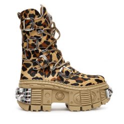 Botki NEW ROCK. Brązowe botki NEW ROCK, bez wzorów, bez obcasa, na koturnie, bez zapięcia. Za 2,309.00 zł.