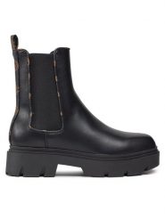 Guess Sztyblety FL8REN ELE10 Czarny. Czarne botki Guess, z aplikacjami, ze skóry, bez obcasa, na płaskiej podeszwie, bez zapięcia. Za 749.99 zł.