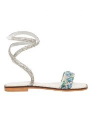 Cafe Noir Sandały w kolorze biało-turkusowym rozmiar: 37. Białe sandały Cafe Noir, bez wzorów, z materiału, klasyczne, z otwartym noskiem, bez obcasa, bez zapięcia. Za 140.86 zł.