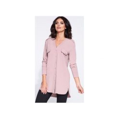 Długa pudrowa koszula damska ze złotymi guzkiami. Czerwone koszule Bien fashion, s, bez wzorów, bez kołnierzyka, bez ramiączek. Za 139.00 zł.
