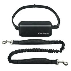 Pas biodrowy do biegania z psem smycz elastyczna saszetka hands free. Czarne torby na ramię WOZINSKY, bez wzorów, bez dodatków. Za 49.99 zł.