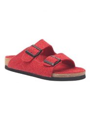 Comfortfusse Klapki w kolorze czerwonym rozmiar: 38. Czerwone klapki Comfortfüße, bez wzorów, z materiału, z otwartym noskiem, bez obcasa. Za 217.99 zł.