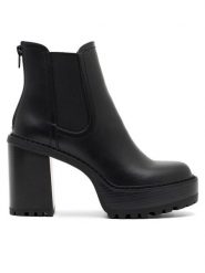 Nine West Botki SAILA 13151A Czarny. Czarne botki Nine West, bez wzorów, z materiału, bez obcasa, na słupku, bez zapięcia. Za 299.99 zł.