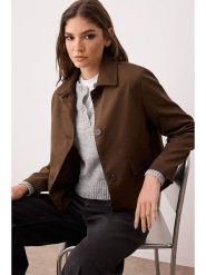 Trendyol Kurtka koszulowa w kolorze ciemnobrązowym rozmiar: L. Brązowe kurtki Trendyol, l, bez wzorów, bez kaptura. Za 100.99 zł.