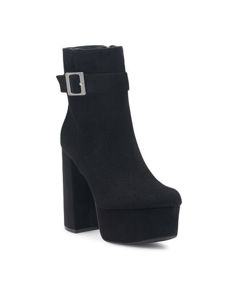 DeeZee Botki KIM LS5988-03 Czarny. Czarne botki DeeZee, bez wzorów, z materiału, bez obcasa, na słupku, bez zapięcia. Za 109.99 zł.