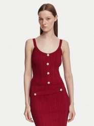 Guess Top W6YR25 Z0972 Bordowy Slim Fit. Czerwone topy Guess, xs, z aplikacjami, z syntetyku, bez kołnierzyka, bez ramiączek. Za 294.99 zł.