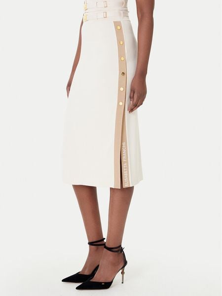 Elisabetta Franchi Spódnica midi GK-27S-61E2-V340 Beżowy Regular Fit. Brązowe spódnice Elisabetta Franchi, s, bez wzorów, z wiskozy, midi. Za 939.99 zł.