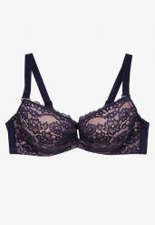 Granatowo-Różowy Koronkowy Biustonosz z Regulowanymi Ramiączkami i Metalową Zawieszką z Cyrkoniami Vanesti. Niebieskie biustonosze Renee, bez wzorów, z koronki. Za 29.99 zł.