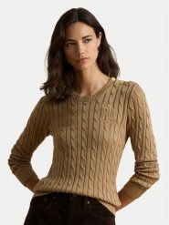 LAUREN RALPH LAUREN Sweter 200P14039500 Beżowy ciemny Regular Fit. Brązowe swetry Lauren Ralph Lauren, m, bez wzorów, z bawełny, bez ramiączek. Za 859.99 zł.