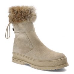Beżowe Botki Armodo Eleganckie Obuwie Damskie Z Naturalnym Futerkiem. Brązowe botki Armodo, na zimę, z aplikacjami, z futra, bez obcasa, bez zapięcia. Za 359.00 zł.