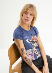 T-shirt z czystej bawełny. Niebieskie t-shirty bonprix, bez wzorów, z bawełny, bez kołnierzyka, bez ramiączek. Za 69.99 zł.