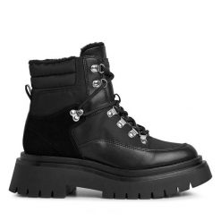 Trzewiki Pepe Jeans. Czarne botki Pepe Jeans, bez wzorów, z jeansu, bez obcasa, na płaskiej podeszwie, bez zapięcia. Za 659.99 zł.