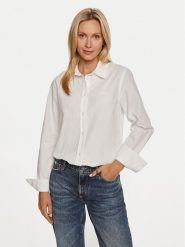 Guess Jeans Koszula W4YH68 WGCF1 Biały Regular Fit. Białe koszule Guess Jeans, xs, z aplikacjami, z bawełny, bez kołnierzyka, bez ramiączek. Za 199.99 zł.