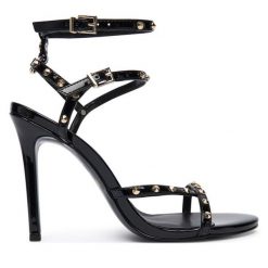 Sandały Just Cavalli. Czarne sandały Just Cavalli, bez wzorów, bez obcasa, na szpilce, bez zapięcia. Za 739.99 zł.