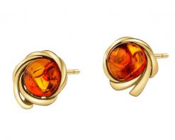 Kolczyki srebrne z bursztynem. Szare kolczyki Apart, z bursztynem, pozłacane. Za 279.00 zł.