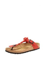 Comfortfusse Skórzane japonki w kolorze czerwonym rozmiar: 40. Czerwone klapki Comfortfüße, bez wzorów, z materiału, z otwartym noskiem, bez obcasa. Za 217.99 zł.