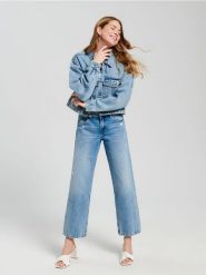 Jeansy straight low waist - niebieski. Niebieskie jeansy Sinsay, l, bez wzorów. Za 89.99 zł.