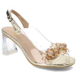 Złote Sandały S. Barski Eleganckie Buty Na Obcasie. Żółte sandały S.BARSKI, z aplikacjami, eleganckie, bez obcasa, na obcasie, bez zapięcia. Za 139.00 zł.