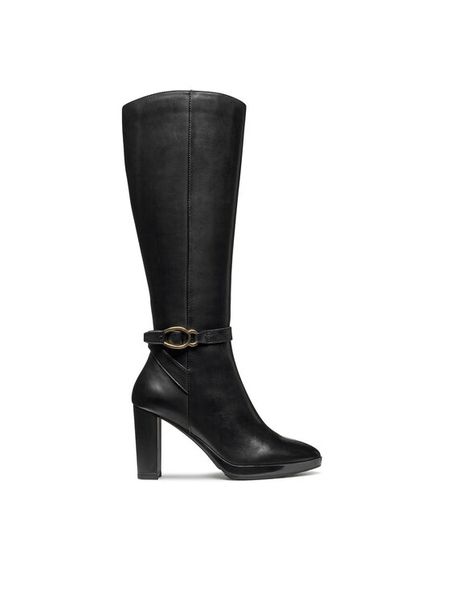 Geox Kozaki D Walk Pleasure 85 D56TFB 00043 C9999 Czarny. Czarne botki Geox, ze skóry, bez obcasa, na słupku, bez zapięcia. Za 799.99 zł.