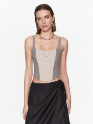Patrizia Pepe Top 8C0589/A215-F1PZ Beżowy Slim Fit. Brązowe topy Patrizia Pepe, bez wzorów, z syntetyku, bez kołnierzyka, bez ramiączek. Za 709.99 zł.