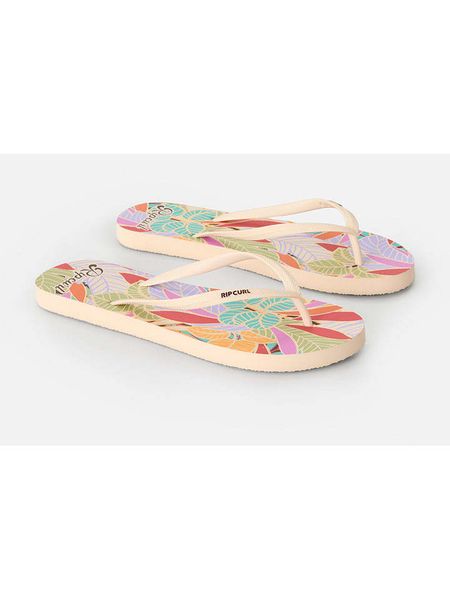 Rip Curl Japonki "Mixed Bloom" w kolorze beżowym ze wzorem rozmiar: 36. Brązowe klapki Rip Curl, bez wzorów, z otwartym noskiem, bez obcasa. Za 68.95 zł.