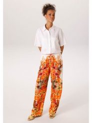 Aniston Spodnie w kolorze pomarańczowo-białym rozmiar: 44. Białe spodnie materiałowe Aniston, bez wzorów, z materiału, z podwyższonym stanem. Za 173.99 zł.