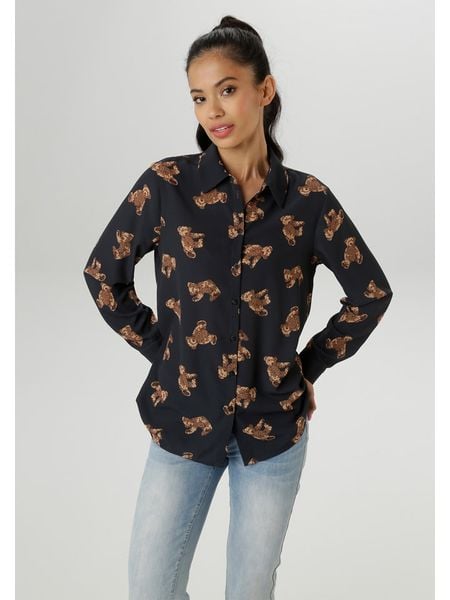 Aniston Bluzka w kolorze czarno-brązowym rozmiar: 40. Czarne bluzki Aniston, bez wzorów, bez kołnierzyka, bez ramiączek. Za 104.89 zł.