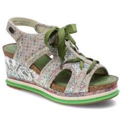 Zielone Sandały Laura Vita Wygodne Buty Na Koturnie. Zielone sandały Laura Vita, bez wzorów, ze skóry, eleganckie, bez obcasa, na koturnie, bez zapięcia. Za 389.00 zł.