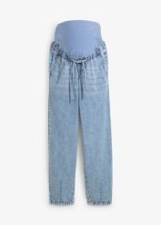 Jeansy ciążowe z lekkiego denimu, o długości do kostki, boyfriend fit. Niebieskie jeansy bonprix, bez wzorów. Za 169.99 zł.