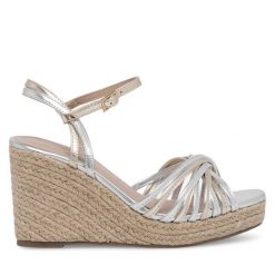 Sandały DeeZee. Szare sandały DeeZee, bez wzorów, bez obcasa, na koturnie, bez zapięcia. Za 139.99 zł.