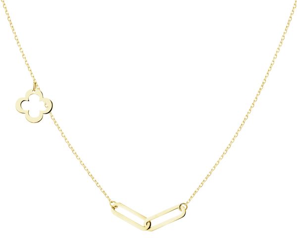 Złoty naszyjnik - paper clip, koniczyna. Żółte naszyjniki Apart, złote. Za 1,399.00 zł.