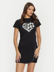 Guess T-Shirt V5RI08 J1314 Czarny Slim Fit. Czarne t-shirty Guess, s, z aplikacjami, z bawełny, bez kołnierzyka, bez ramiączek. Za 109.99 zł.