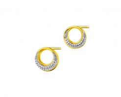 Kolczyki z żółtego złota z diamentami - koła - 0,10 ct - próba 585. Żółte kolczyki Apart, z diamentem, złote. W wyprzedaży za 1,743.00 zł.
