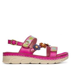 Sandały Laura Vita. Czerwone sandały Laura Vita, bez wzorów, bez obcasa, na płaskiej podeszwie, bez zapięcia. Za 389.99 zł.