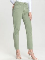 Jeansy straight high waist - zielony. Zielone jeansy Sinsay, l, bez wzorów, z podwyższonym stanem. Za 79.99 zł.