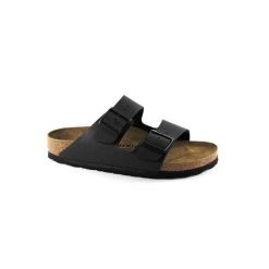 Klapki damskie Birkenstock Arizona BS W. Czarne klapki Birkenstock, bez wzorów, z materiału, bez obcasa. Za 296.10 zł.