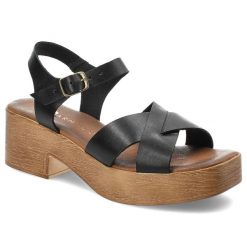 Czarne Sandały Armodo Eleganckie Obuwie Damskie Na Obcasie. Czarne sandały Armodo, bez wzorów, ze skóry, eleganckie, bez obcasa, na obcasie, bez zapięcia. Za 229.00 zł.