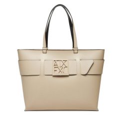 Torebka Armani Exchange. Brązowe shopper Armani Exchange, bez wzorów, bez dodatków. Za 529.99 zł.
