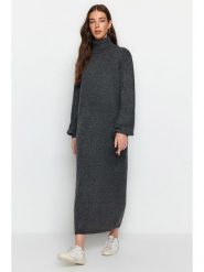 Trendyol Sukienka w kolorze antracytowym rozmiar: M. Czarne sukienki Trendyol, m, bez wzorów, ze splotem, bez kołnierzyka, bez ramiączek, maxi. Za 86.99 zł.